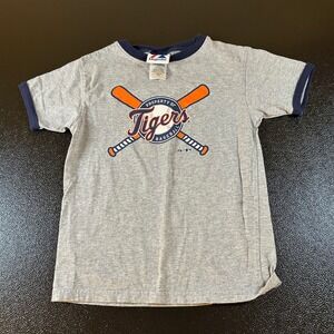 Majestic Detroit Tigers Baseball T-Shirt Ringer Tee MLB Kids Medium (5/6)‎
